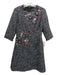 Teri Jon Size 6 Black, White, Multi Tweed Floral Embroidery 3/4 Sleeve Dress Black, White, Multi / 6
