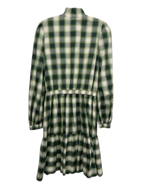 Pearl Size S Green, White, Multi Cotton Plaid Quarter Button Long Sleeve Dress Green, White, Multi / S