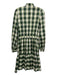 Pearl Size S Green, White, Multi Cotton Plaid Quarter Button Long Sleeve Dress Green, White, Multi / S