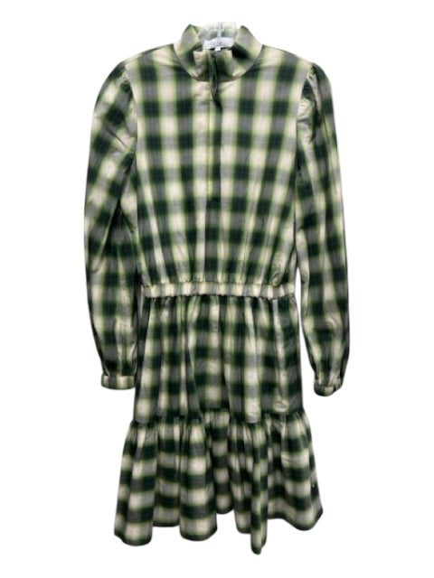 Pearl Size S Green, White, Multi Cotton Plaid Quarter Button Long Sleeve Dress Green, White, Multi / S