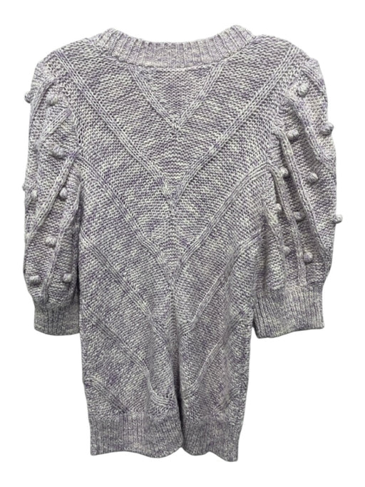 Marie Oliver Size Small Purple & White Cotton Blend Half Puff Sleeve Sweater Purple & White / Small