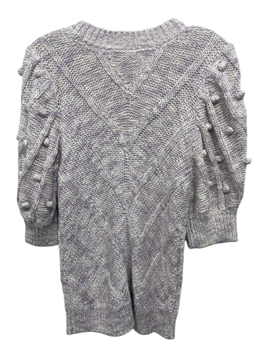 Marie Oliver Size Small Purple & White Cotton Blend Half Puff Sleeve Sweater Purple & White / Small
