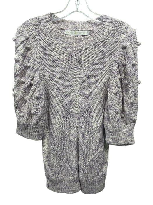 Marie Oliver Size Small Purple & White Cotton Blend Half Puff Sleeve Sweater Purple & White / Small