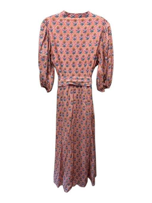 Marea Size Small Pink, Blue, Orange Cotton Long puff sleeve Floral Dress Pink, Blue, Orange / Small