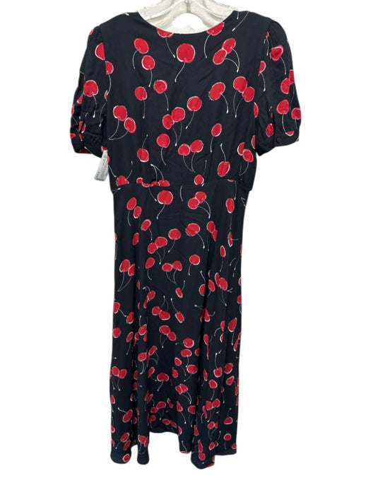 The Kooples Size 2 Black, Red, White Viscose Short Sleeve Cherries Dress Black, Red, White / 2