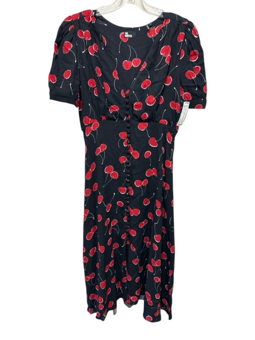 The Kooples Size 2 Black, Red, White Viscose Short Sleeve Cherries Dress Black, Red, White / 2