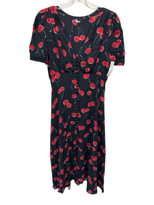 The Kooples Size 2 Black, Red, White Viscose Short Sleeve Cherries Dress Black, Red, White / 2