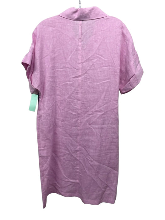 Kal Rieman Size Small Pink Cotton Short Sleeve Button Front Pockets Collar Dress Pink / Small