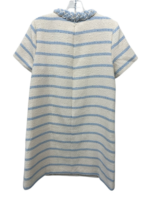 Tuckernuck Size Medium Light Blue & Cream Polyester Short Sleeve Tweed Dress Light Blue & Cream / Medium