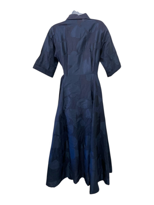 Love Birds Size XS Navy Blue Linen & Cotton Short Sleeve Abstract Print Dress Navy Blue / XS