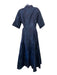 Love Birds Size XS Navy Blue Linen & Cotton Short Sleeve Abstract Print Dress Navy Blue / XS