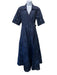 Love Birds Size XS Navy Blue Linen & Cotton Short Sleeve Abstract Print Dress Navy Blue / XS