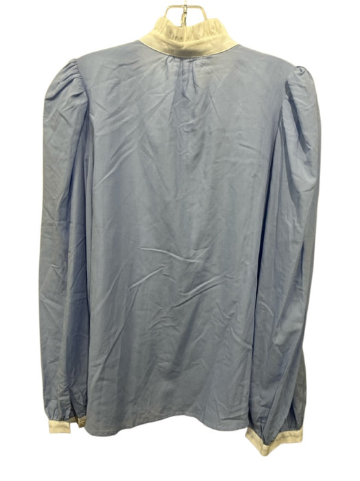 Pomander Place Size Medium Blue & White Cotton Blend Long Sleeve Top Blue & White / Medium