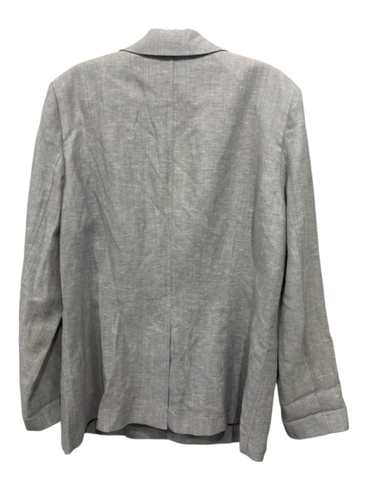 Lafayette 148 Size 14 Light Gray Wool & Linen Long Sleeve Lapel Pockets Jacket Light Gray / 14