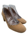 Chloe Shoe Size 38.5 Tan Beige Leather Suede Scalloped Block Heel Pumps Tan Beige / 38.5