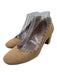 Chloe Shoe Size 38.5 Tan Beige Leather Suede Scalloped Block Heel Pumps Tan Beige / 38.5