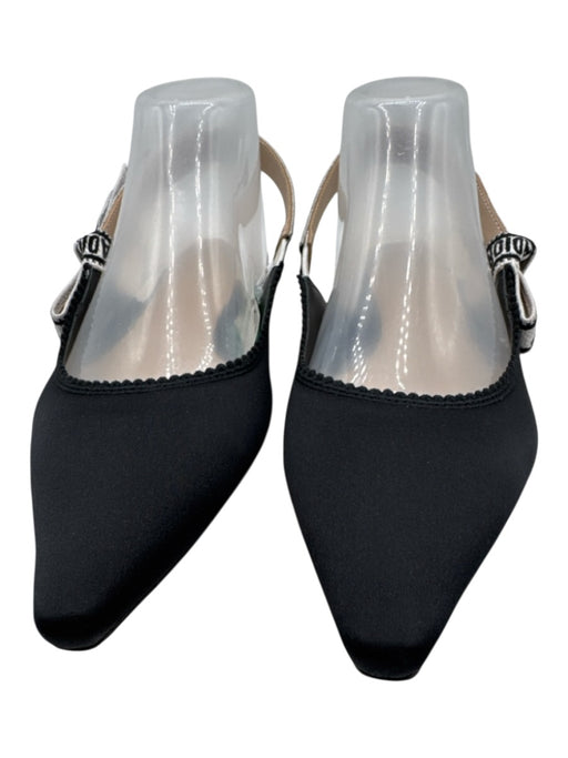 Christian Dior Shoe Size 38D Black & White Leather & Textile Pointed Toe Flats Black & White / 38D