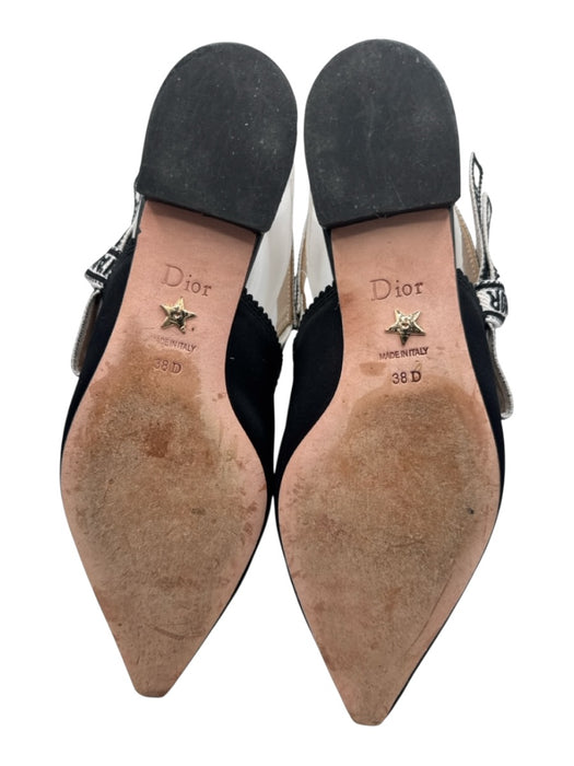 Christian Dior Shoe Size 38D Black & White Leather & Textile Pointed Toe Flats Black & White / 38D