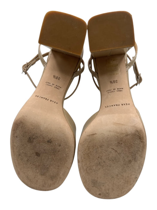 Dear Frances Shoe Size 38.5 Beige Patent Leather Round Toe Ankle Wrap Pumps Beige / 38.5