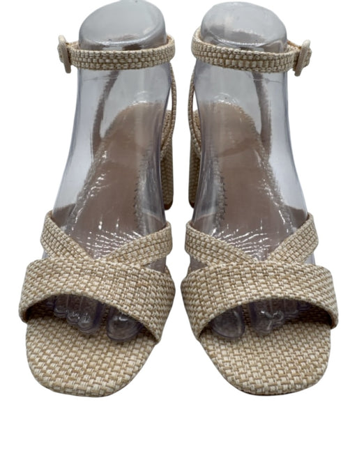 Hill House Shoe Size 38.5 Beige & Tan Leather & Textile open toe Woven Pumps Beige & Tan / 38.5
