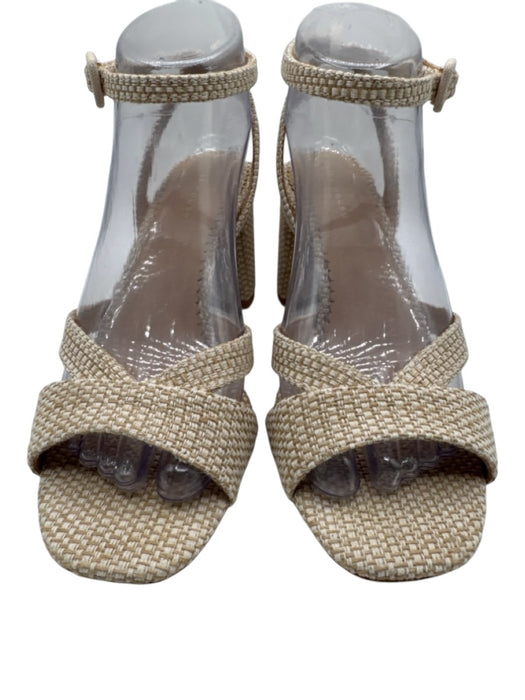Hill House Shoe Size 38.5 Beige & Tan Leather & Textile open toe Woven Pumps Beige & Tan / 38.5