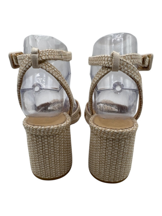 Hill House Shoe Size 38.5 Beige & Tan Leather & Textile open toe Woven Pumps Beige & Tan / 38.5
