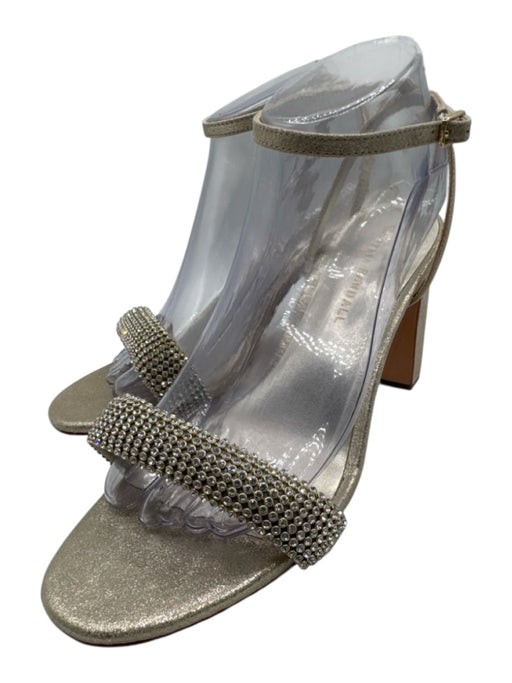Loeffler Randall Shoe Size 8.5 Light Gold Leather Toe Strap Rhinestone Pumps Light Gold / 8.5