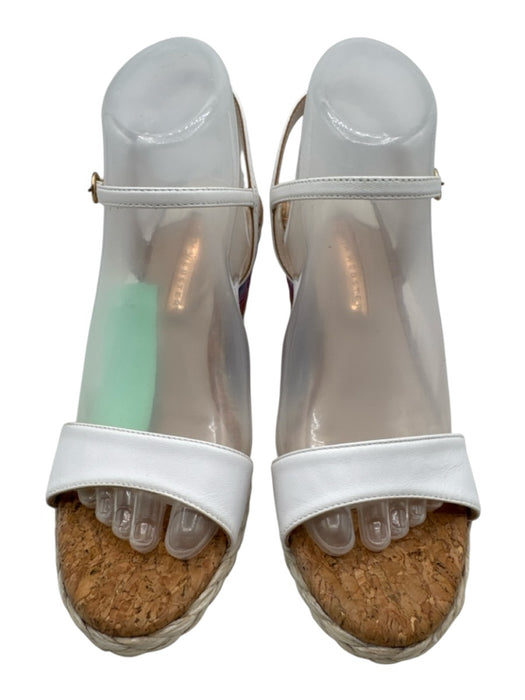 Sophia Webster Shoe Size 38.5 Blue, Orange, White Leather Upper Wedge Espadrille Blue, Orange, White / 38.5