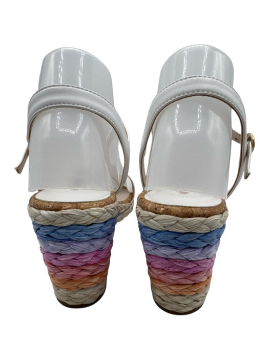 Sophia Webster Shoe Size 38.5 Blue, Orange, White Leather Upper Wedge Espadrille Blue, Orange, White / 38.5