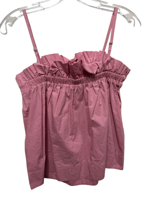 Essentiel Size 34 Mauve Pink Cotton Spaghetti Strap Elastic Neck Pleated Top Mauve Pink / 34