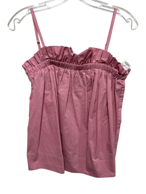 Essentiel Size 34 Mauve Pink Cotton Spaghetti Strap Elastic Neck Pleated Top Mauve Pink / 34
