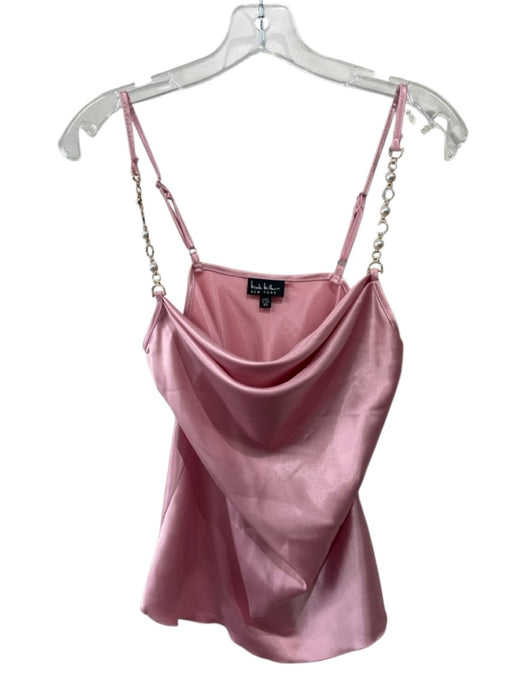 Nicole Miller Size XS Pink Polyester Spaghetti Strap Chain Strap Cowl neck Top Pink / XS