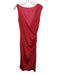 Vera Wang Size 8 Coral Orange Silk Sleeveless Ruched Satin Midi Dress Coral Orange / 8