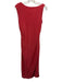 Vera Wang Size 8 Coral Orange Silk Sleeveless Ruched Satin Midi Dress Coral Orange / 8