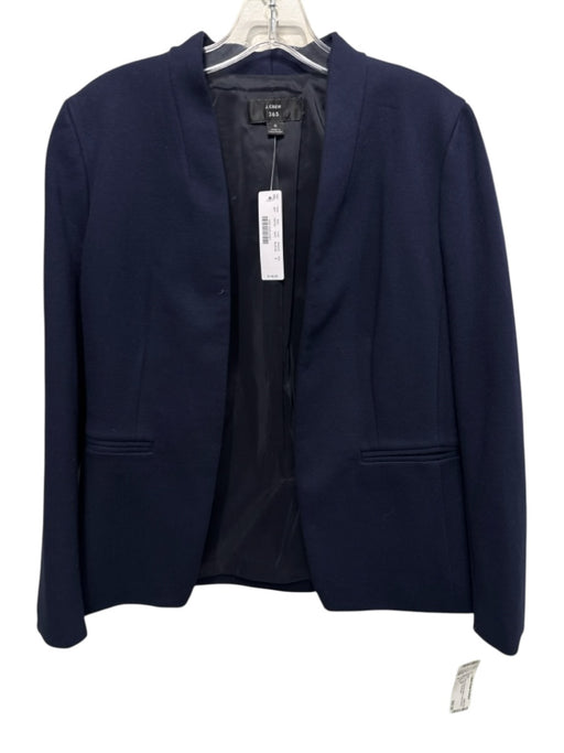 J. Crew Size 8 Navy Viscose Blend Long Sleeve Blazer Open Jacket Navy / 8