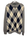 Fairway & Greene Size XL Gray, White, Navy Merino Wool Argyle High Neck Sweater Gray, White, Navy / XL