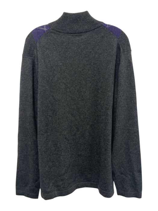Ethan Pierce Size XL Gray & Purple 2 PLY cashmere High Neck Argyle Sweater Gray & Purple / XL
