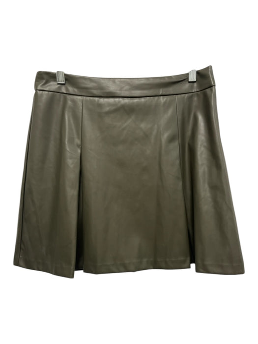 Hyacinth House Size M Olive Green Polyurethane Pleather Side Zip Pleated Skirt Olive Green / M