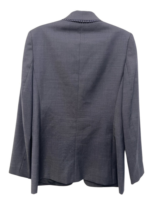 Elie Tahari Size M Navy Blue Polyester & Wool Single Button Trim Detail Jacket Navy Blue / M