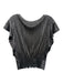 Ramy Brook Size M Silver Polyester Metallic Ruffle Cap Sleeve Knot Detail Top Silver / M