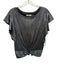 Ramy Brook Size M Silver Polyester Metallic Ruffle Cap Sleeve Knot Detail Top Silver / M