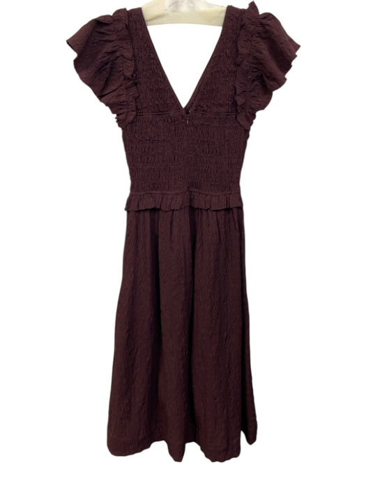 Sea New York Size S Eggplant Purple Polyester Ruffle Cap Sleeve smocked Dress Eggplant Purple / S