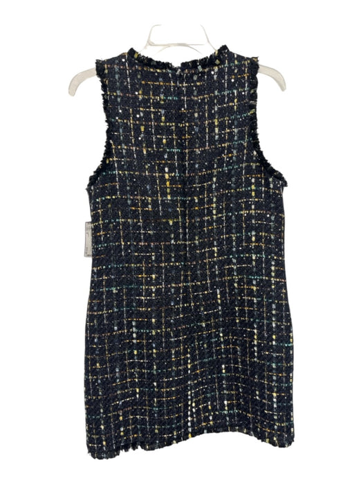 L'agence Size M Navy blue & gold Polyester Tweed Sleeveless Metallic Mini Dress Navy blue & gold / M