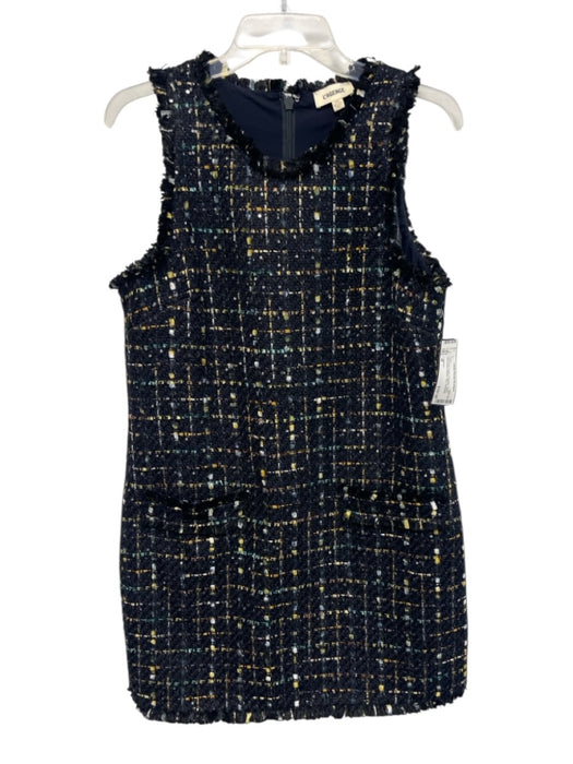 L'agence Size M Navy blue & gold Polyester Tweed Sleeveless Metallic Mini Dress Navy blue & gold / M