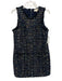 L'agence Size M Navy blue & gold Polyester Tweed Sleeveless Metallic Mini Dress Navy blue & gold / M
