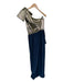 Marchesa Notte Size 10 Gold & Navy Metallic One Shoulder Gathered Sides Gown Gold & Navy / 10