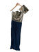 Marchesa Notte Size 10 Gold & Navy Metallic One Shoulder Gathered Sides Gown Gold & Navy / 10