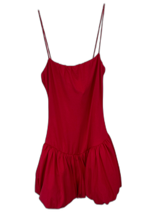 Klesis Size M Red Polyester Blend Spaghetti Strap Bubble Hem Dress Red / M
