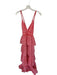 Ro's Garden Size M Red & White Cotton Braided Strap Tiered Racerback Maxi Dress Red & White / M