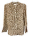 J. Crew Size 2 Beige & White Silk Long Sleeve Leapord print Button Up Top Beige & White / 2